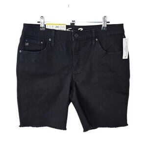 Seven7 Womens Relaxed Bermuda Jean Shorts Size 8 Black Frayed Hem Mid Rise NWT